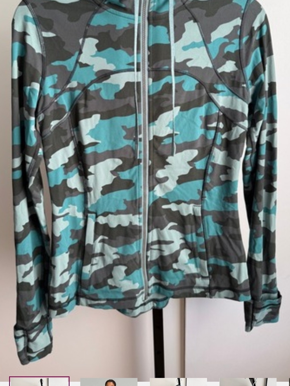 lululemon athletica Blue and Gray Camo Zip-Up Utility Jacket Brand New Size Med